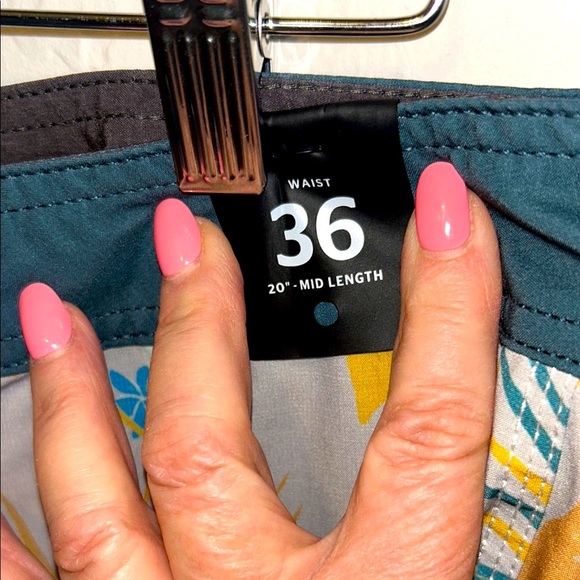 RIPCURL Men's Blue and Yellow Tropical Print Swim Board Shorts Sz 36. Never worn - Picture 11 of 13